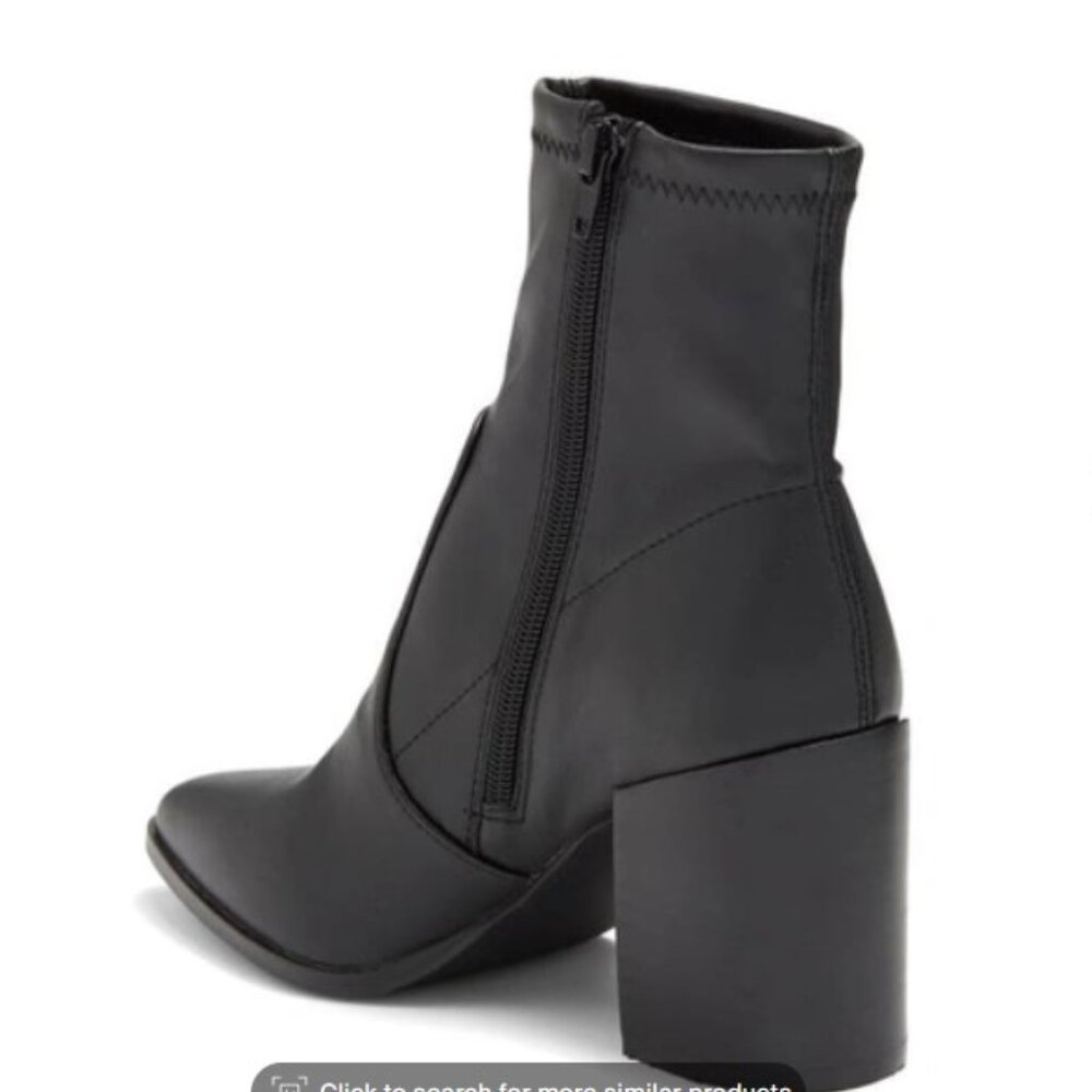 Steve Madden - Carla Black Leather Ankle Boot with Chunky Block Heel - Picture 3 of 6
